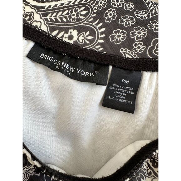 Y2k Briggs New York Black & White Paisley Flowy Boho Style Midi Skirt size PM - Picture 3 of 8